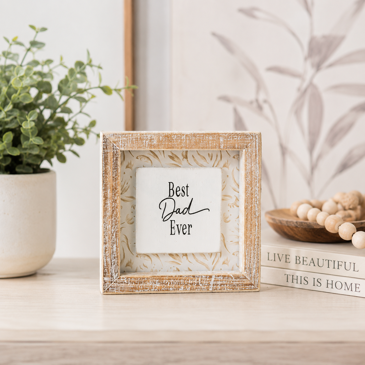 5" Reversible Wood Frame Sign - World/Dad | Father's Day Collection