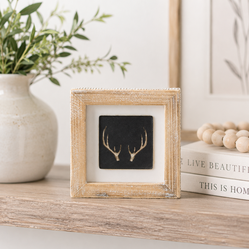 5" Reversible Wood Frame Sign - Antler/Mushroom