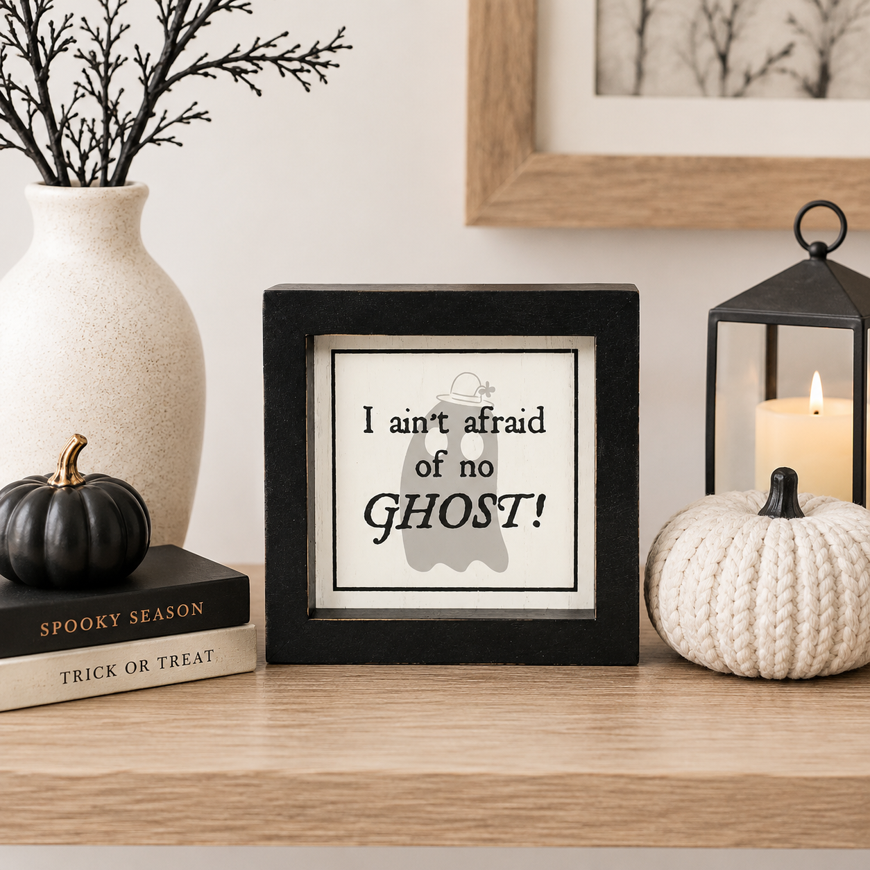 5" Reversible Wood Frame Sign - Ghost/Afraid