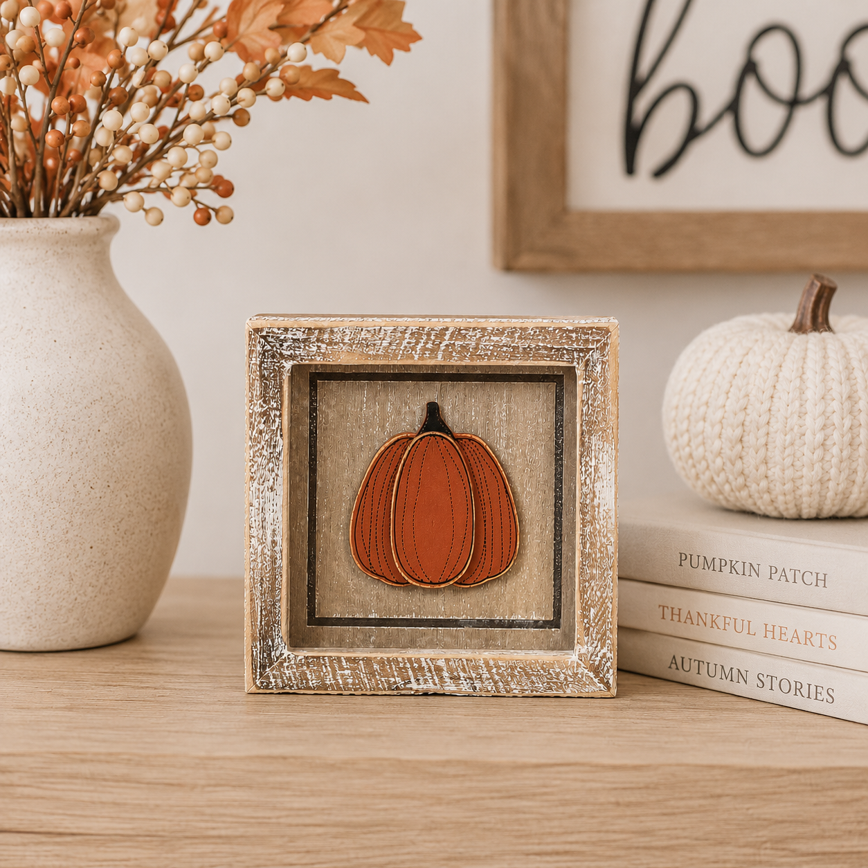 5" Reversible Wood Frame Sign - Pumpkin/Gourd Day