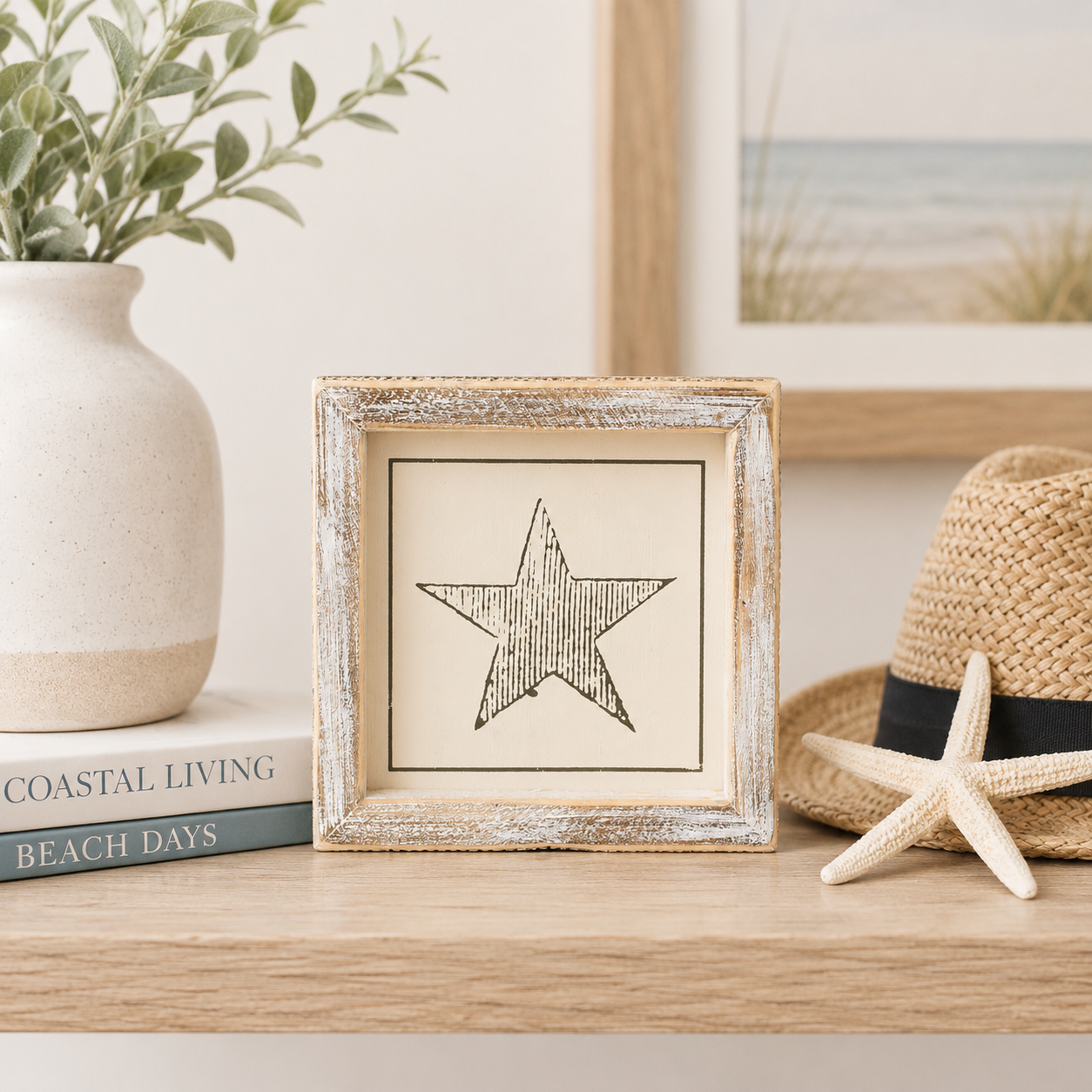 5" Reversible Wood Frame Sign - Star/Lemon | American Summer Collection