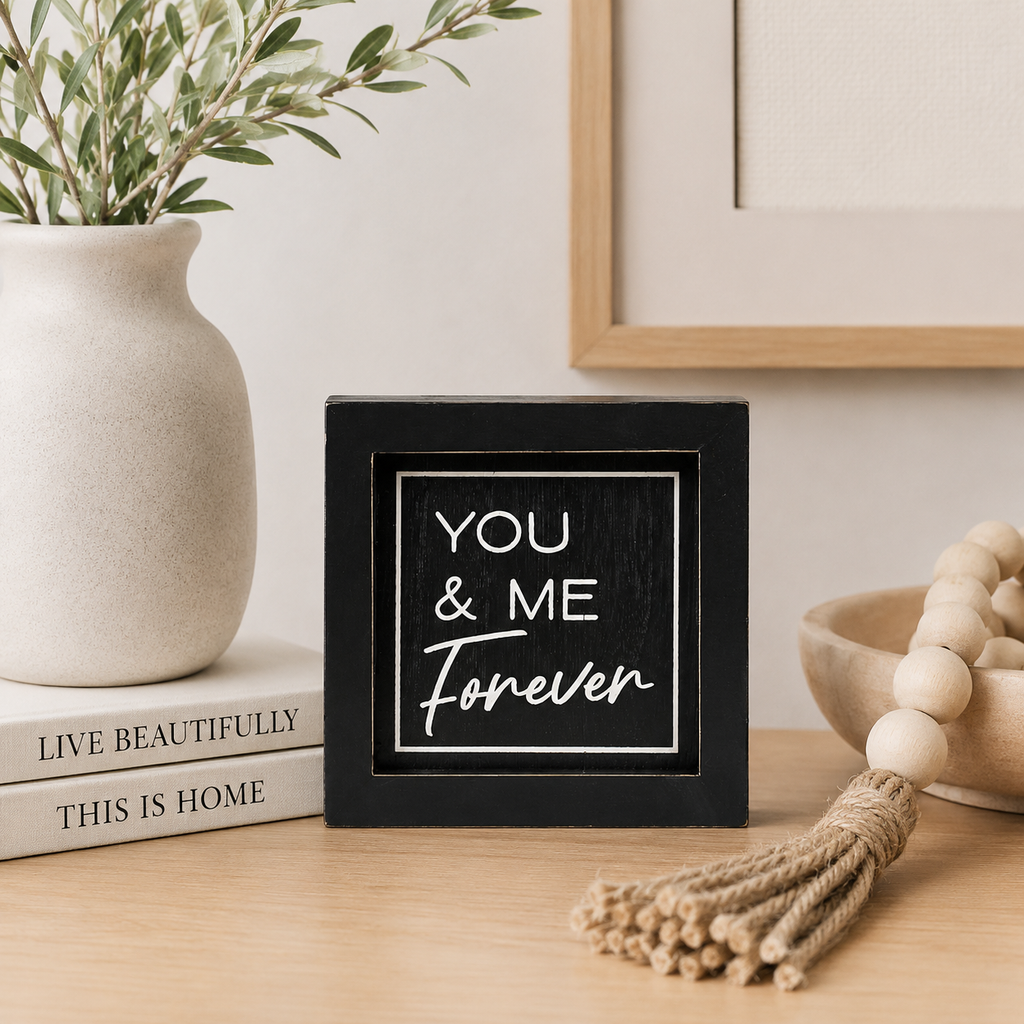 5" Reversible Wood Frame Sign - Mr and Mrs/You and Me | You and Me Collection