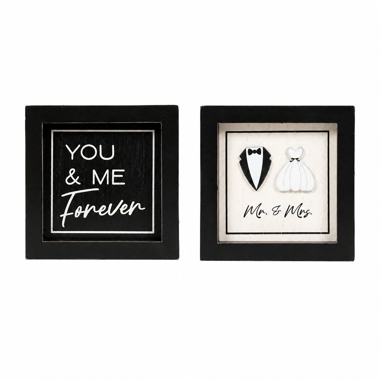 5" Reversible Wood Frame Sign - Mr and Mrs/You and Me | You and Me Collection
