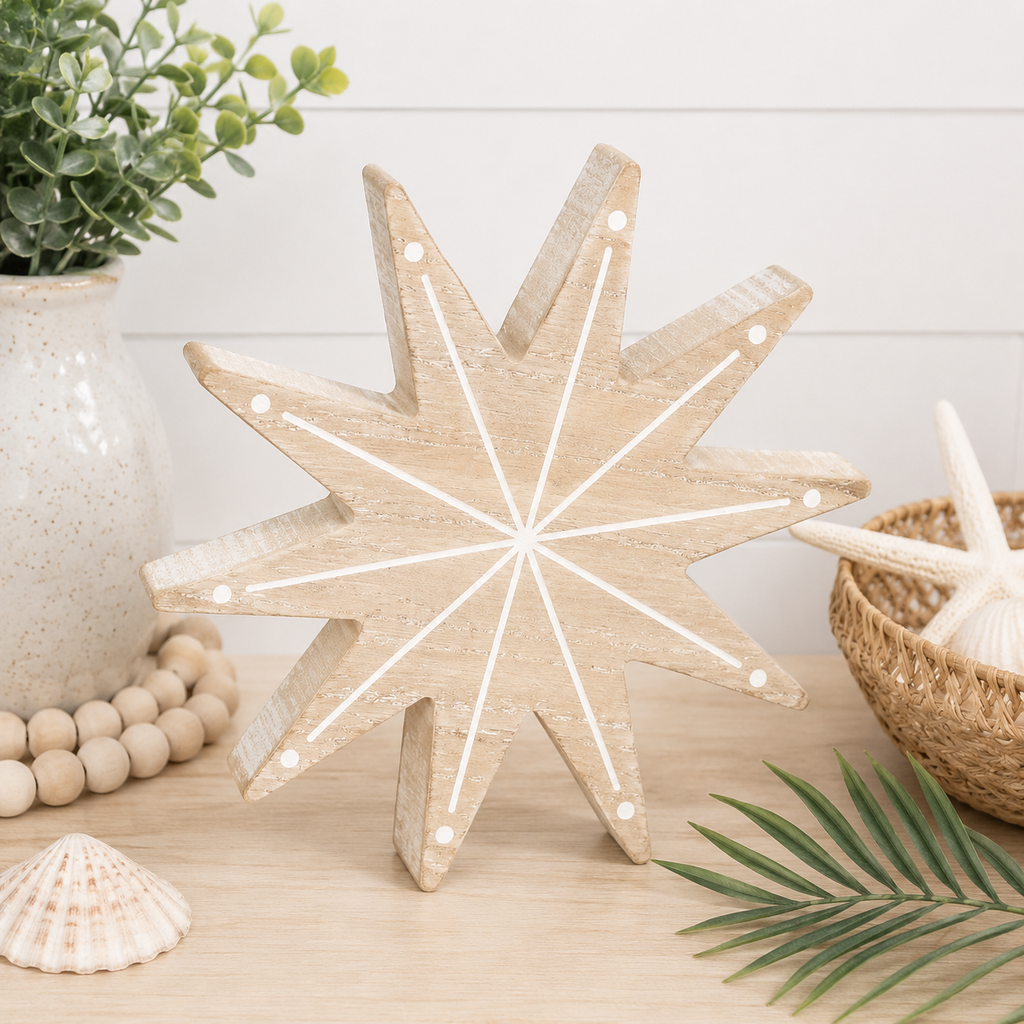 7" Wood Chunky Shape - Sunburst | Natural & White
