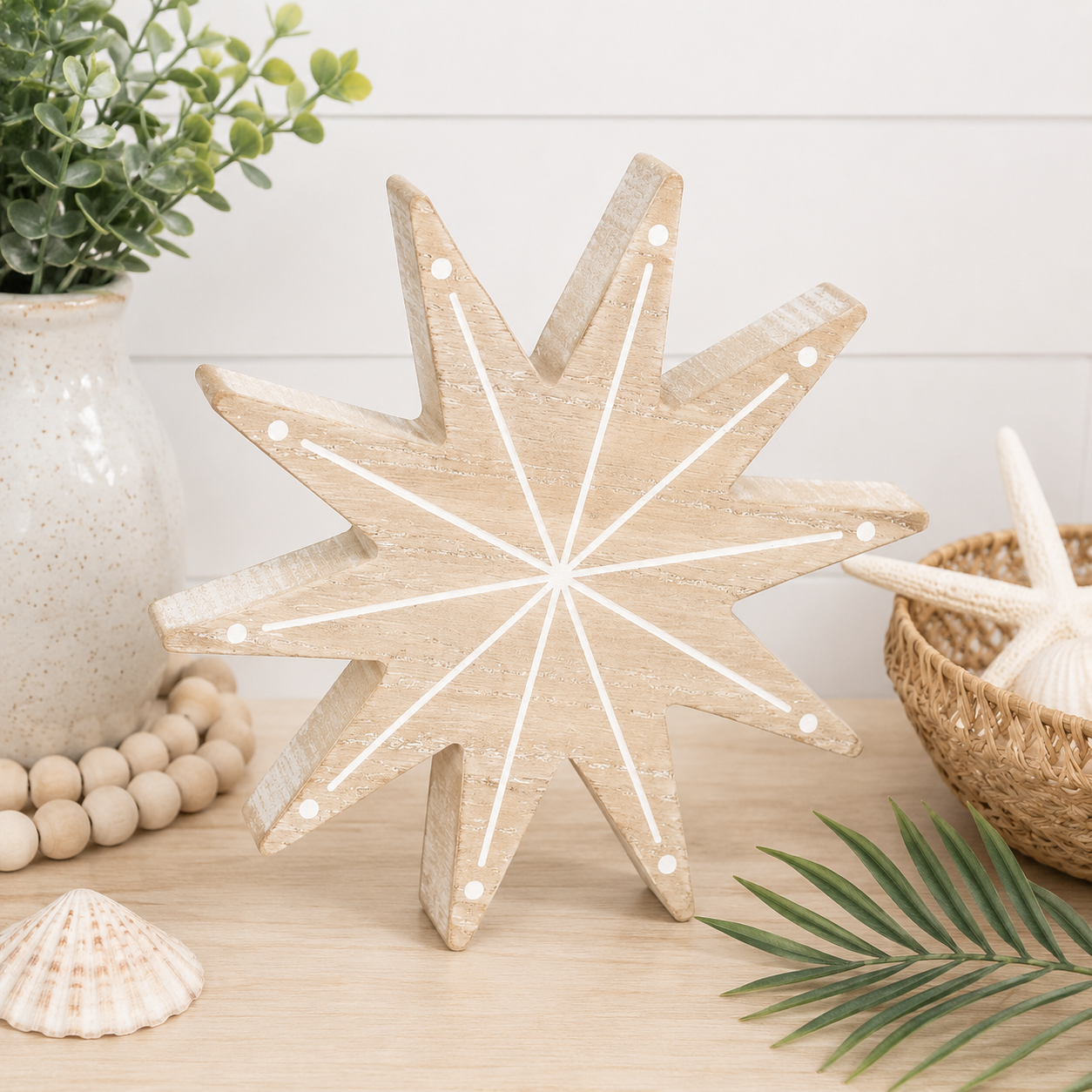 7" Wood Chunky Shape - Sunburst | Natural & White