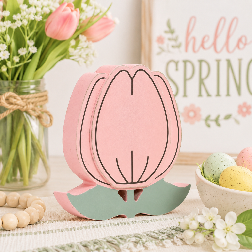6" Reversible Chunky Wood Shape - Tulip