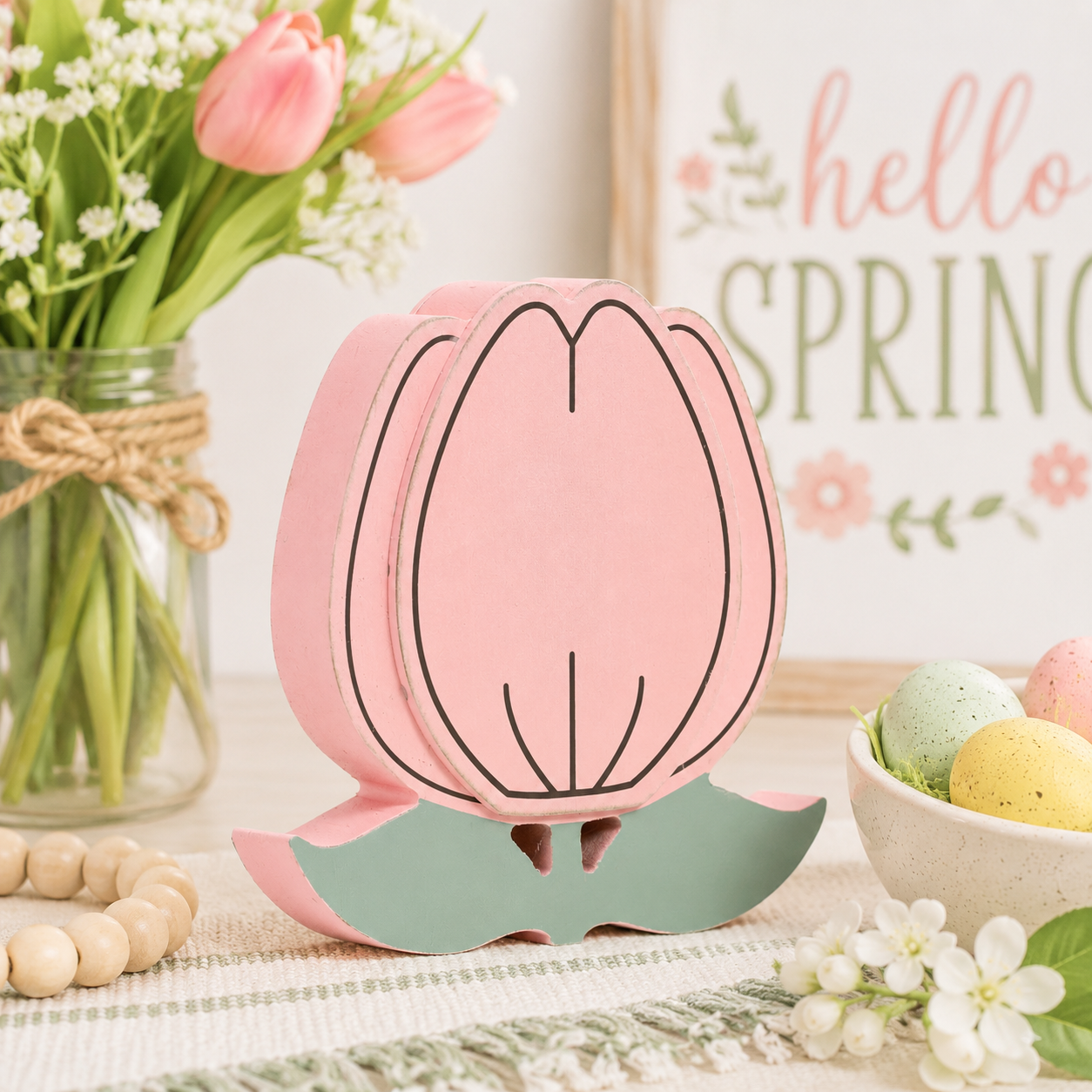 6" Reversible Chunky Wood Shape - Tulip