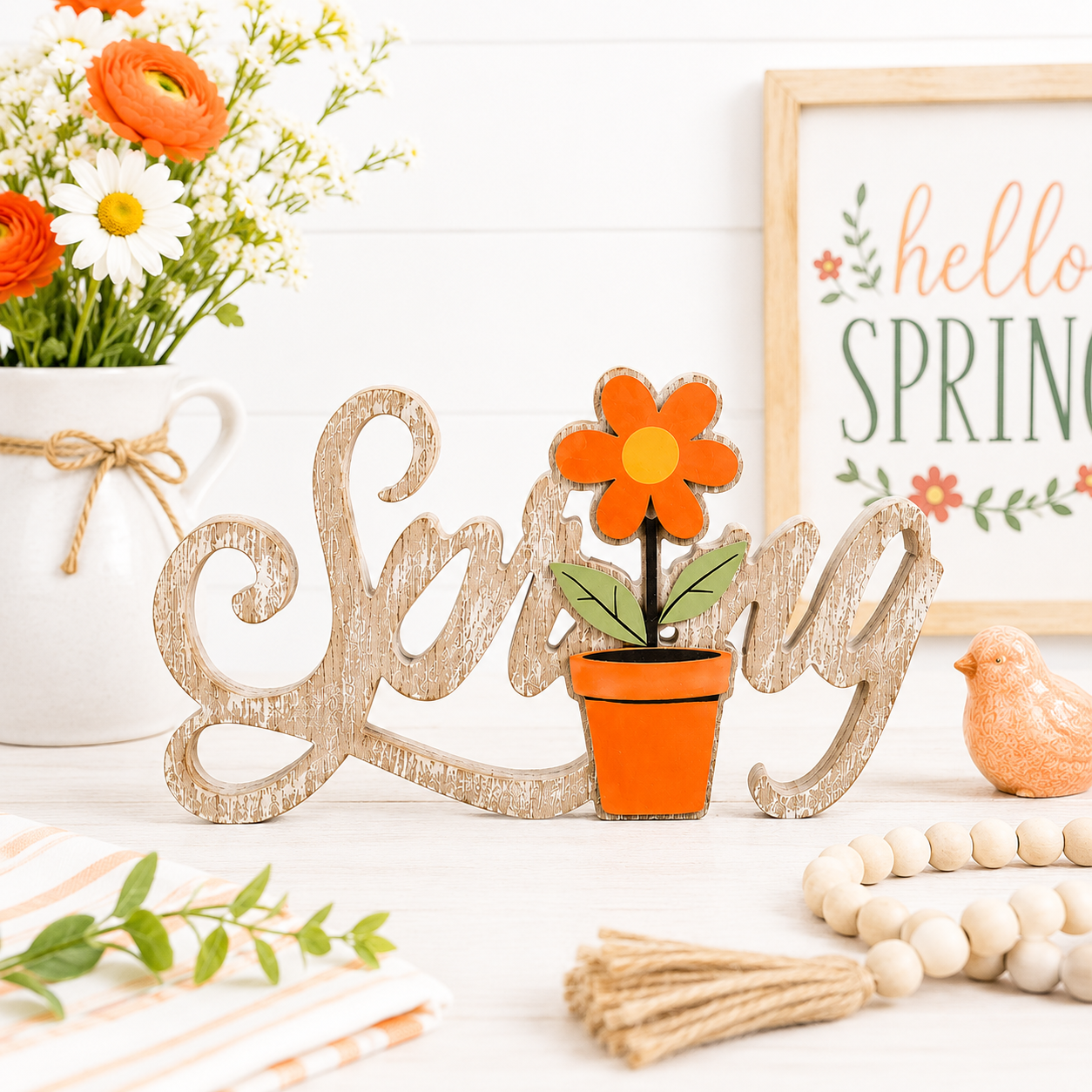10" Wood Cutout  Spring | Multicolor