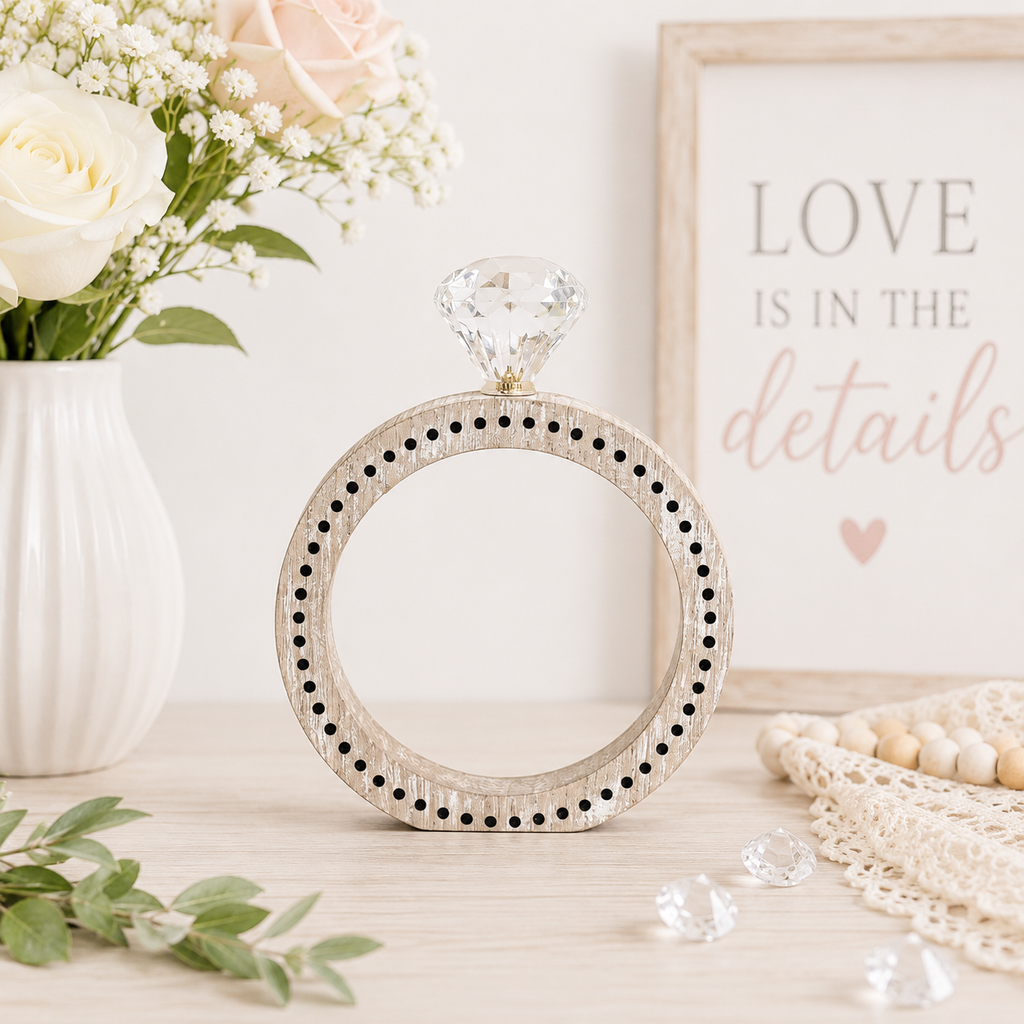 6" Chunky Wood Shape - Ring | Black and Natural displayed as a decorative home accent.