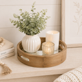 10" Round Wood Mirror Tray - Natural | Neutral Mod Collection