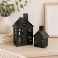 Iron Nested Bird Houses (Set of 2) - Black | 8x10x7 and 5x7x4.5