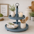 16" x 18" Two-Tiered Tray | Blue and Black