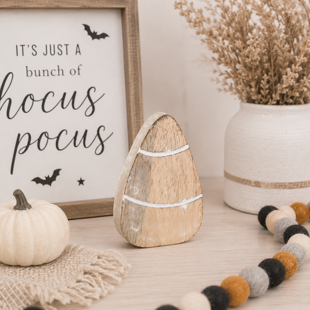 5" Mango Wood Cutout - Candy Corn