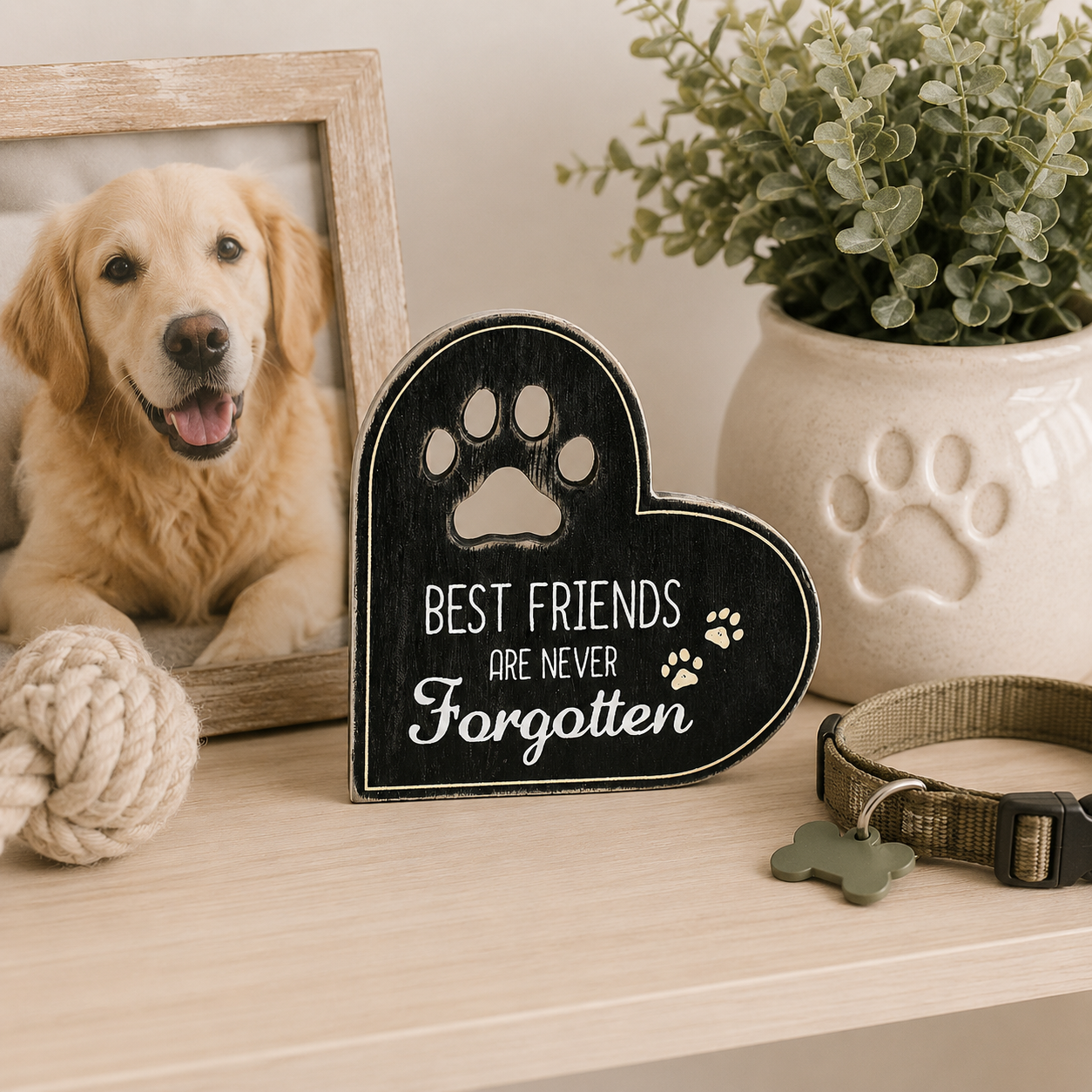 4" Reversible Chunky Wood Shape - Pet Heart | Fur Babies Collection