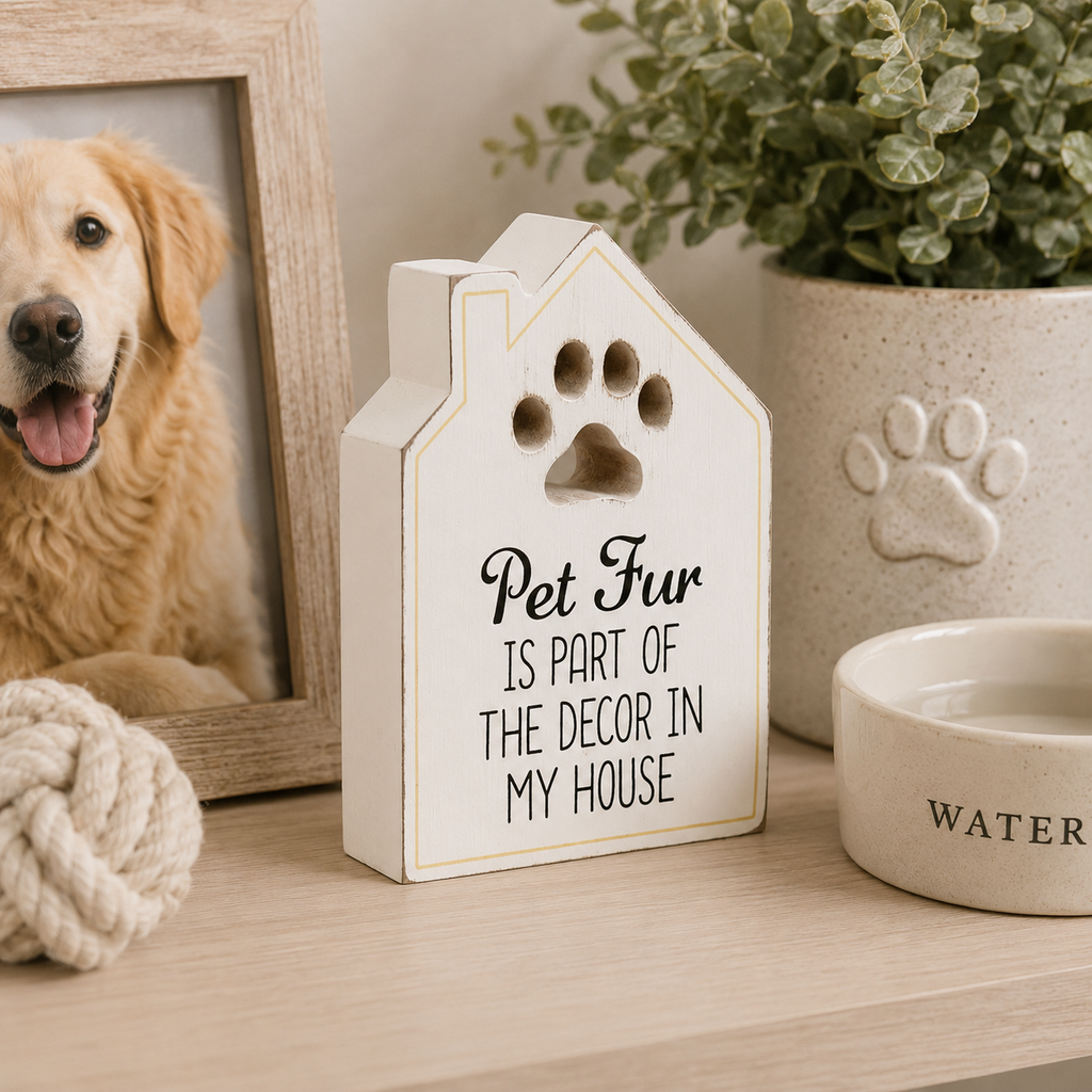 5" Reversible Chunky Wood Shape - Pet Lover | Fur Babies Collection displayed as a decorative home accent.