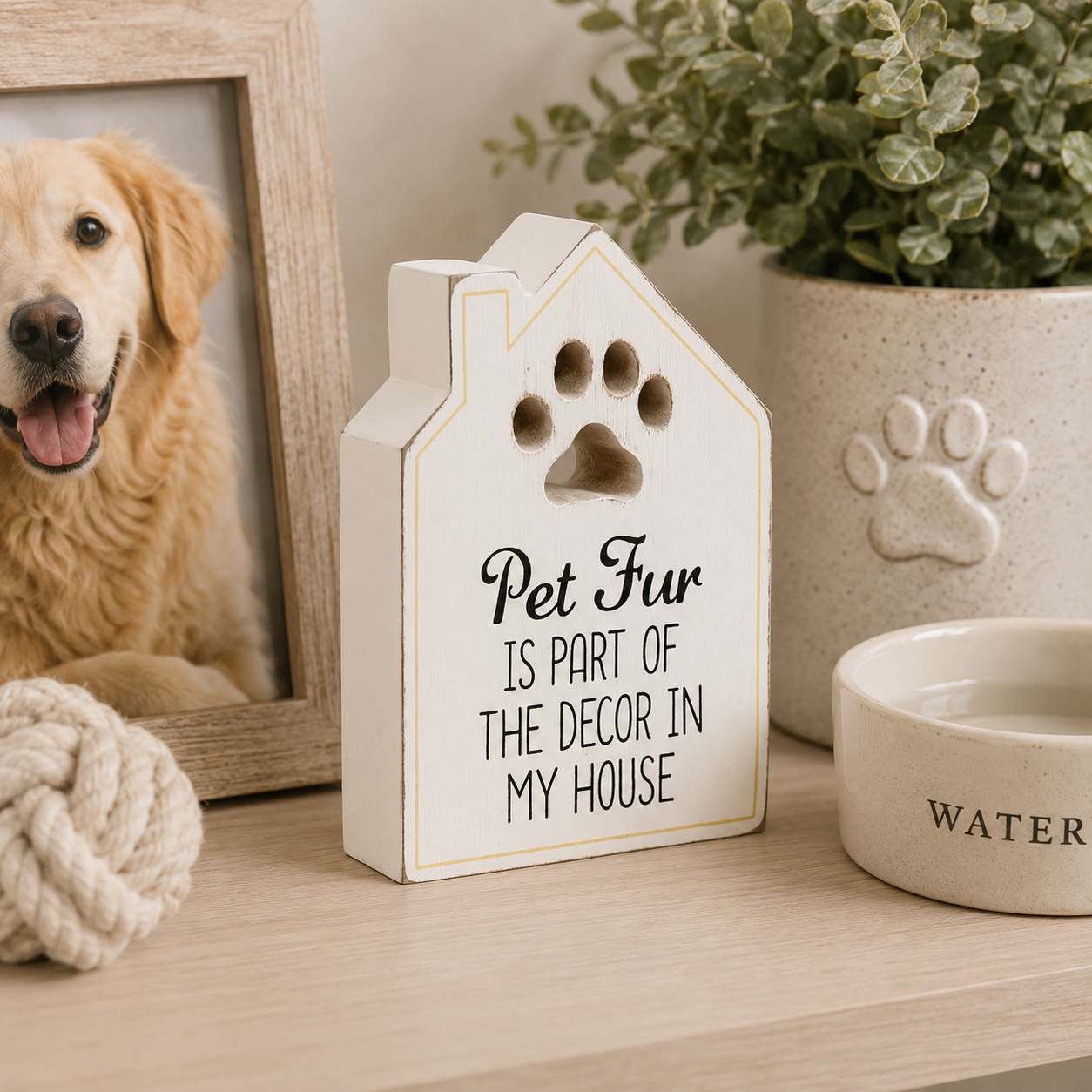5" Reversible Chunky Wood Shape - Pet Lover | Fur Babies Collection