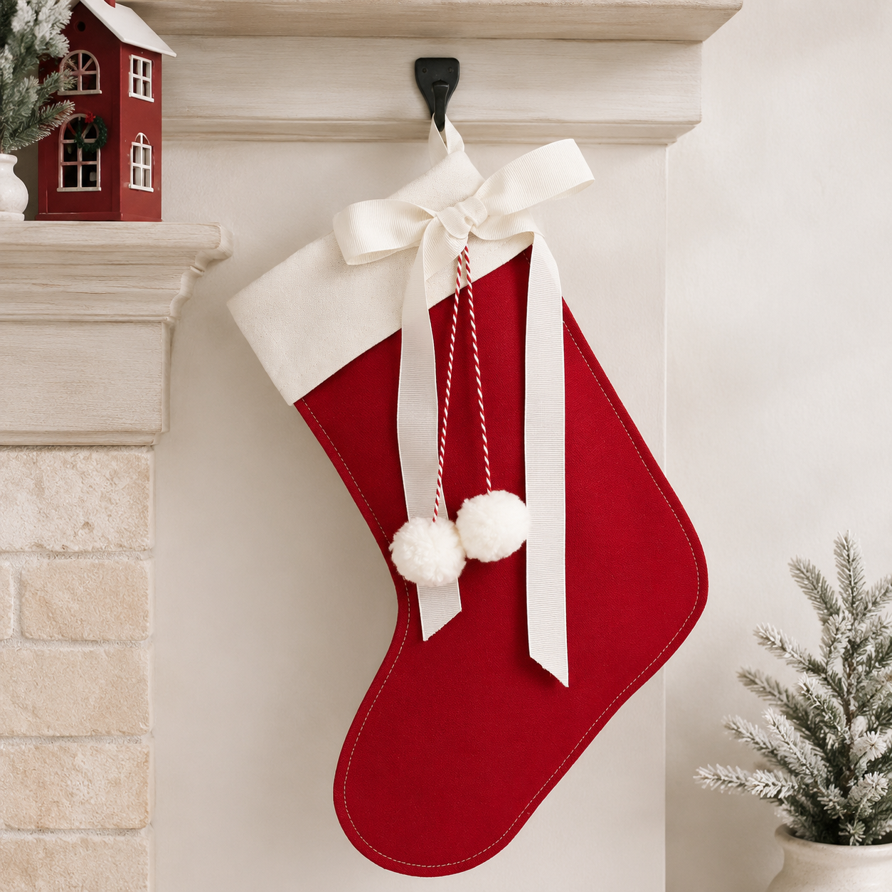 12" x 18" Canvas Stocking - Holiday | Red