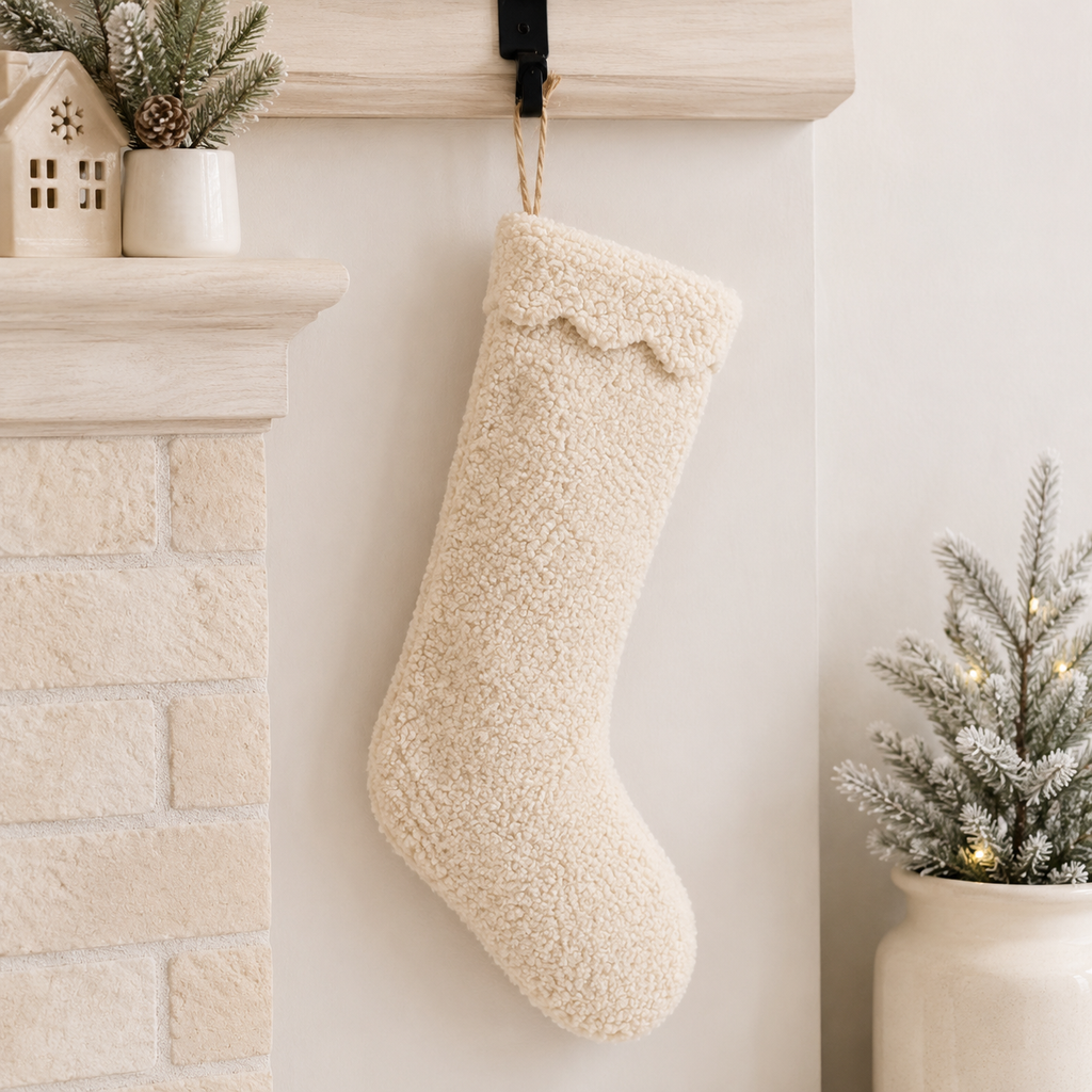 17" Canvas Stocking - Holiday | Tan