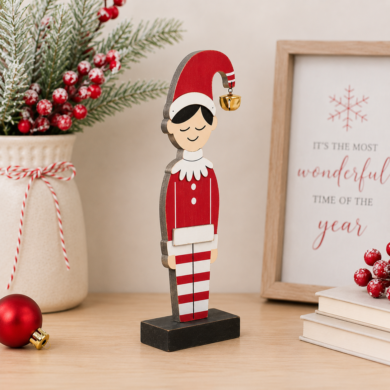 10" Wood Cutout on Stand - Elf Boy | Multicolor