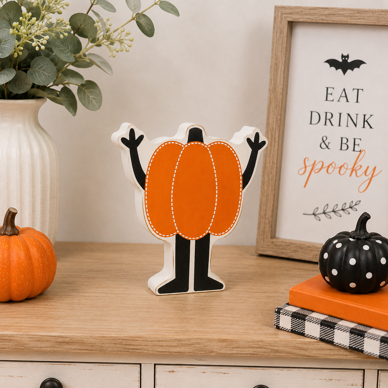 5" Reversible Wood Cutout - Pumpkin Man | Multicolor