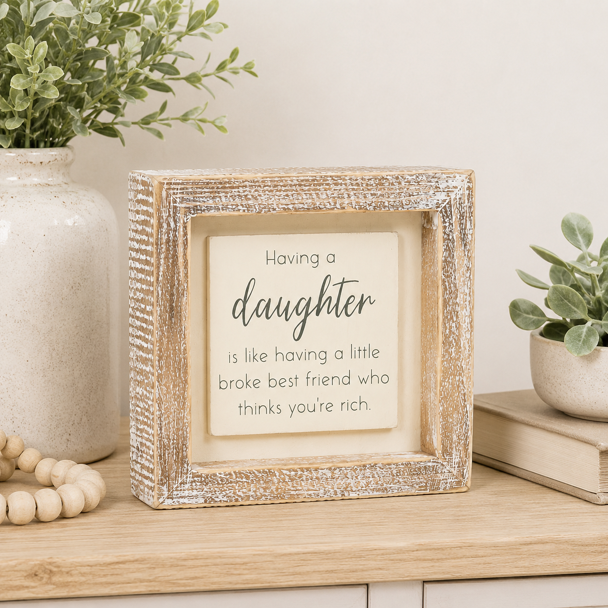 5" Wood Frame Sign - Daughter/Best Friend | White and Gray