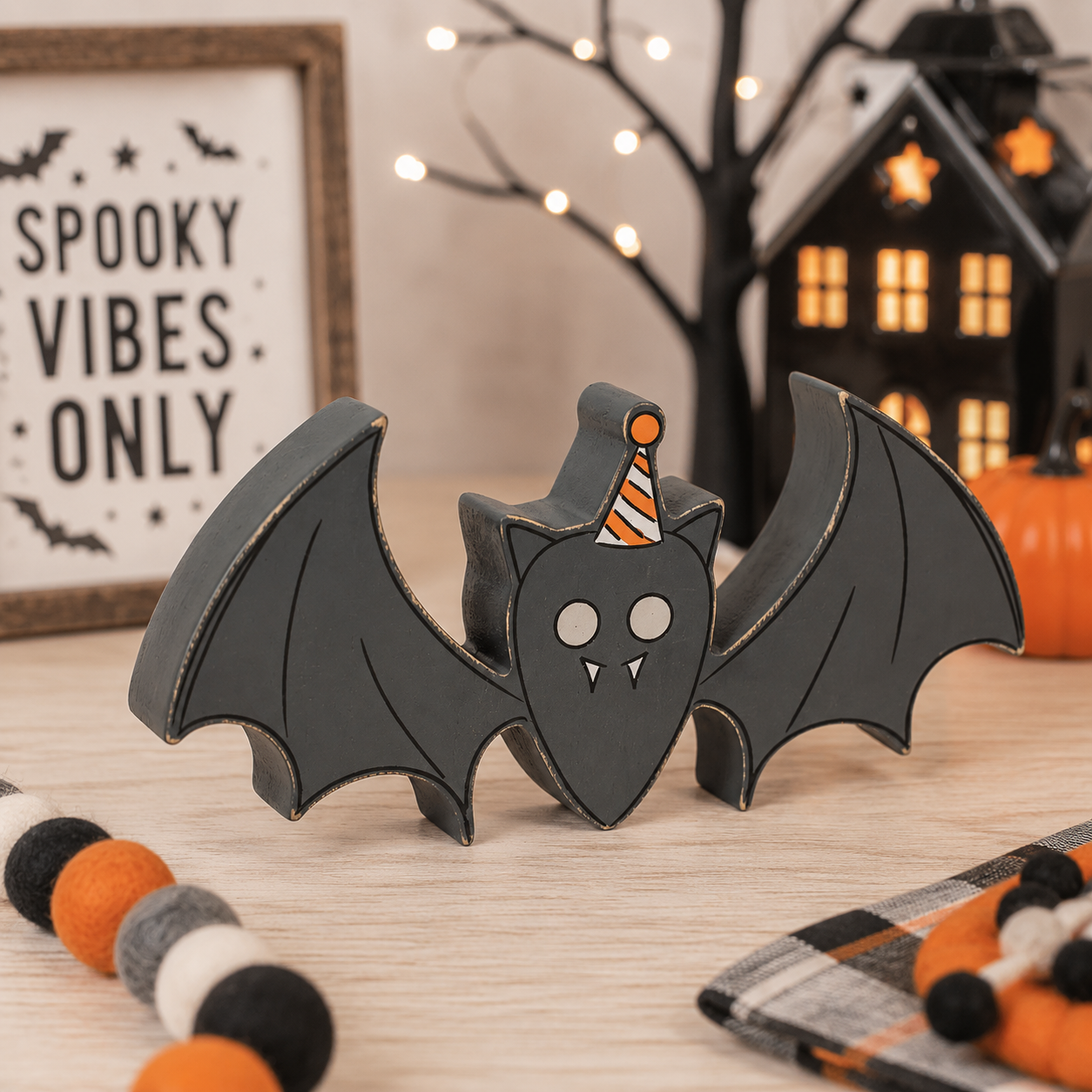 9" Reversible Chunky Wood Shape - Bat