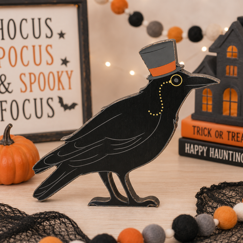 10" Reversible Chunky Wood Shape - Raven