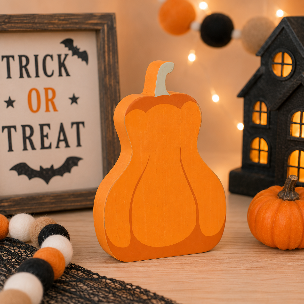6" Chunky Wood Shape - Pumpkin