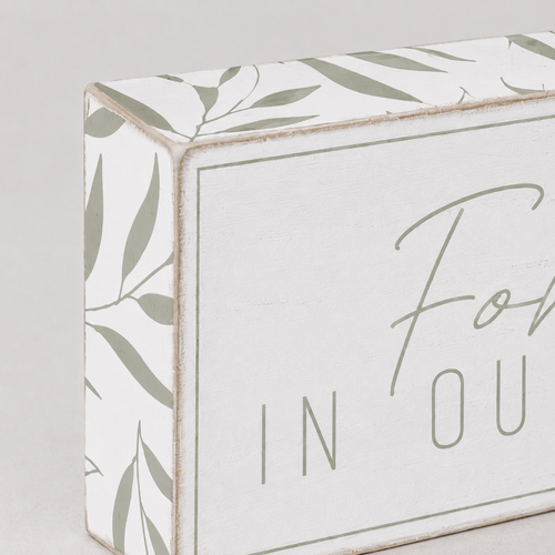 10" x 4" Wood Brick Sign - Forever in Our Hearts | Grey and White