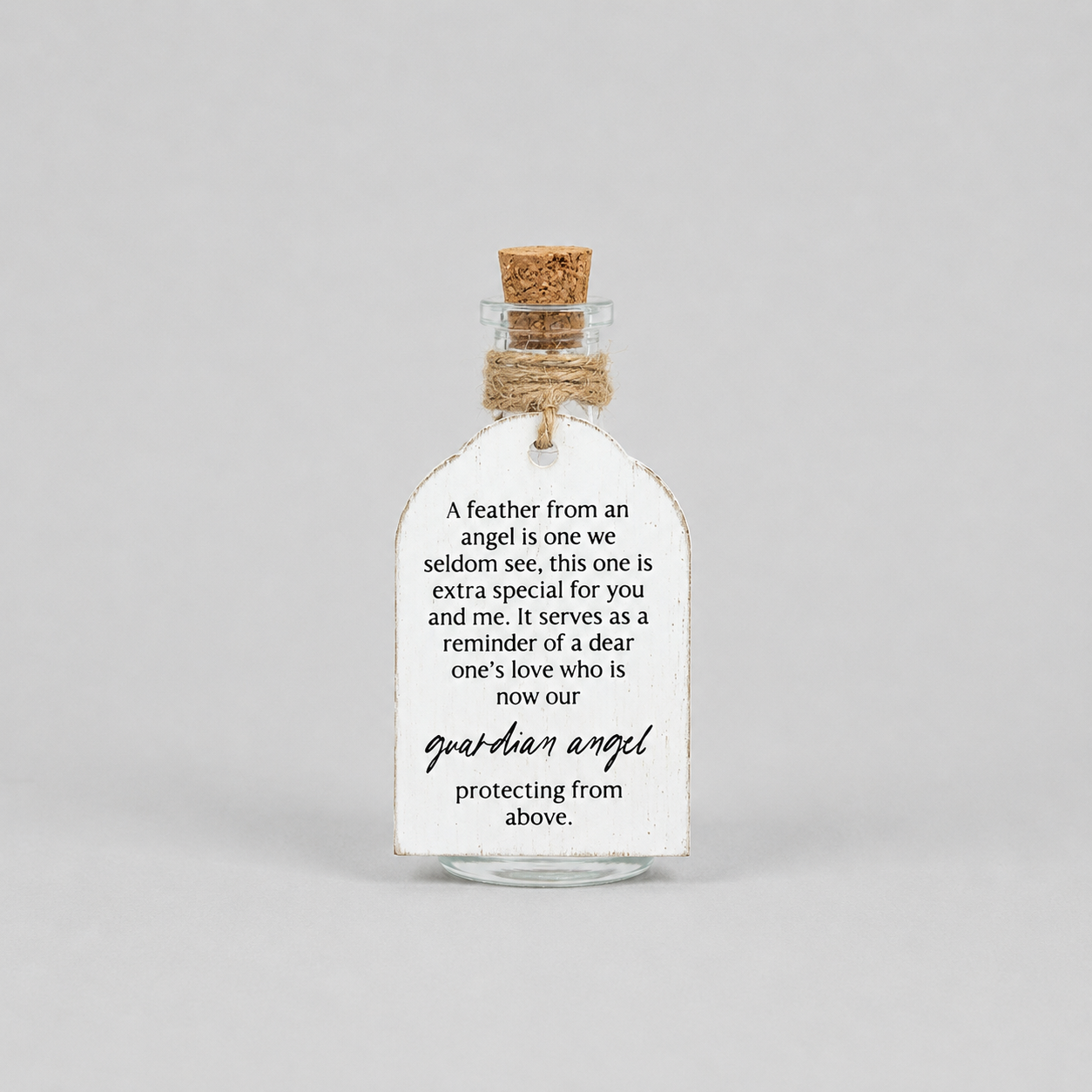 4" Wood Tag and Keepsake Container - Angel Feather