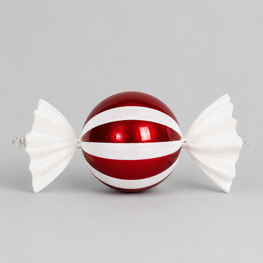 18.5" Acrylic Ball Candy Ornament - Red and White