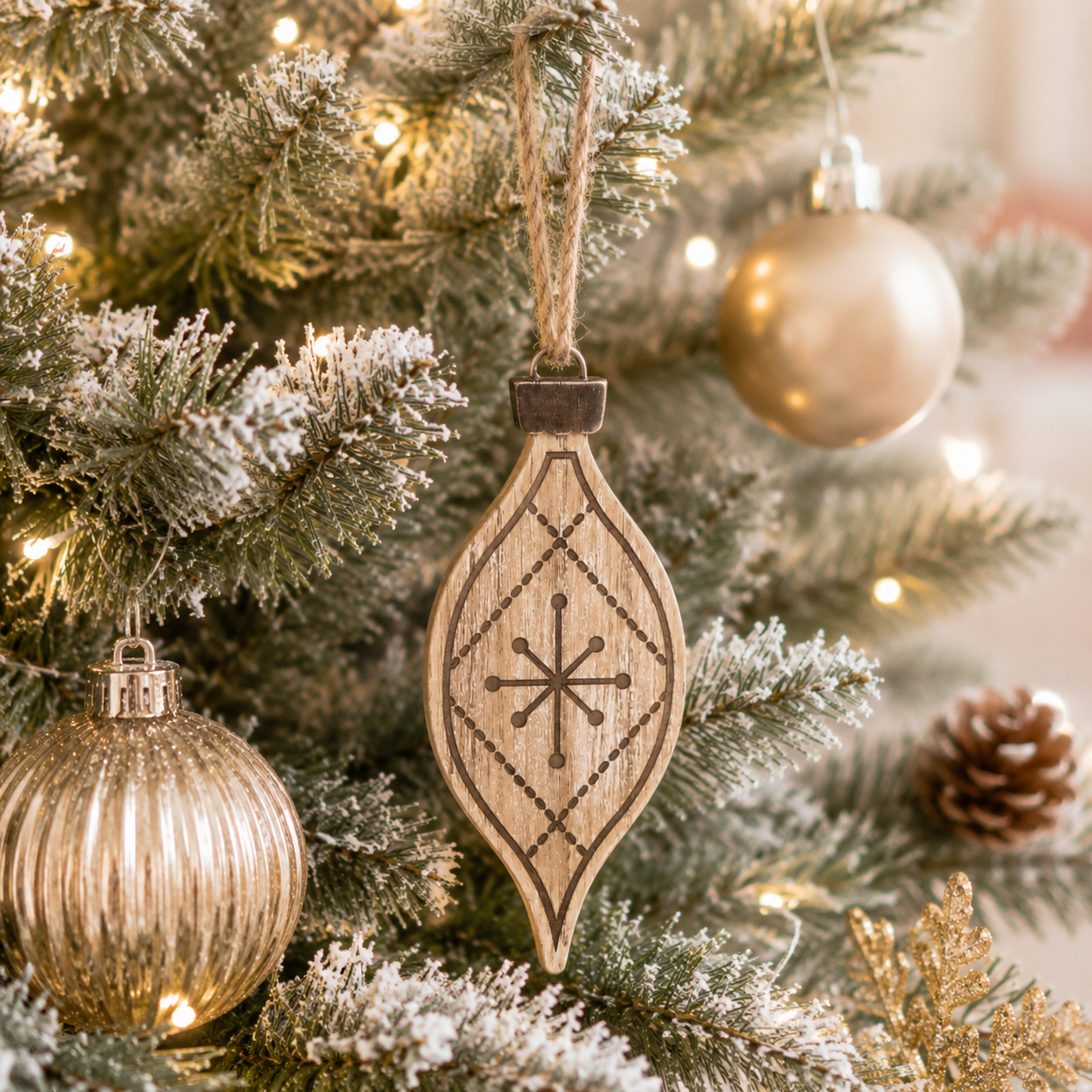 7" Wood Egg Ornament - Natural/White/Black