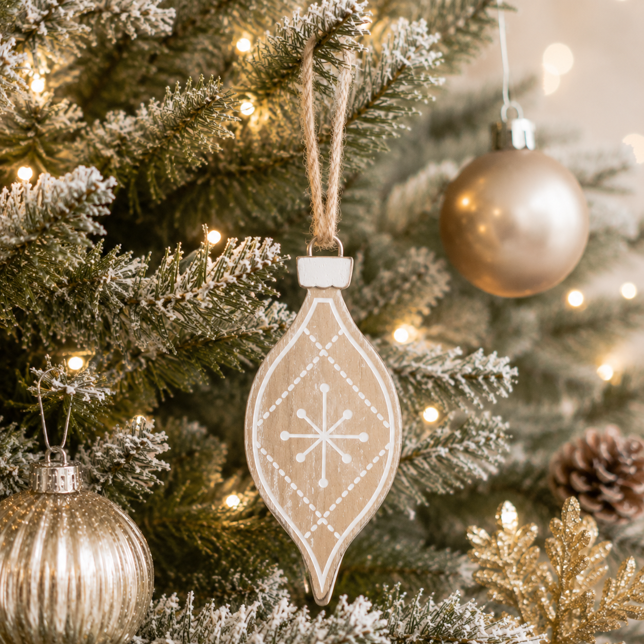7" Wood Egg Ornament - Natural/White/Black