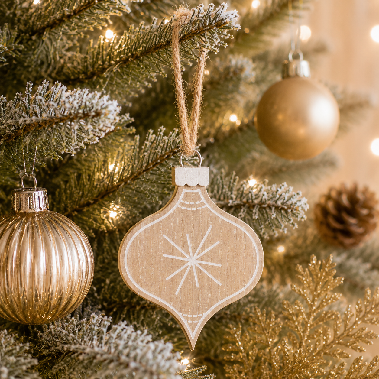 4" Wood Lamp Post Reversible Ornament - Natural/White/Black