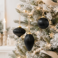 3" Glass Ornament Set - Black | (Set of 3)