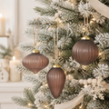 3" Glass Ornament Set - Brown | (Set of 3)