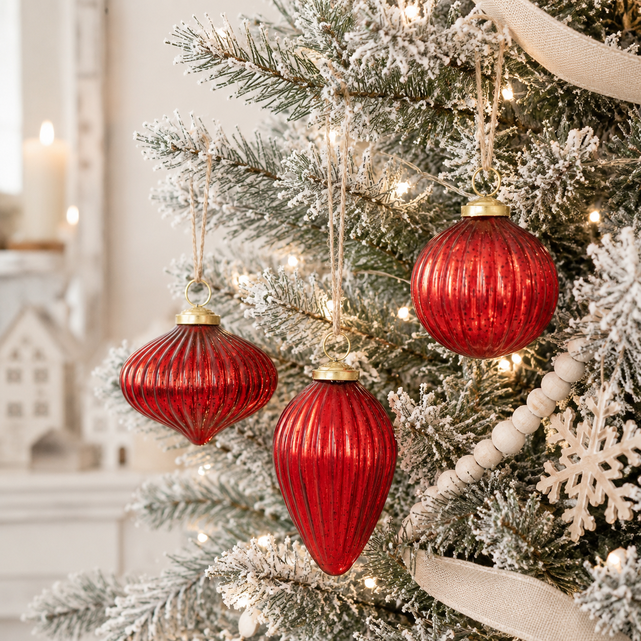 3" Glass Ornament Set - Red | (Set of 3)