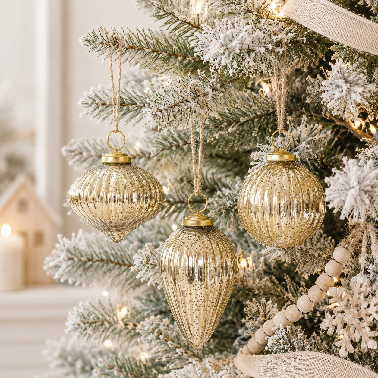 3" Glass Ornament Set - Gold | (Set of 3)