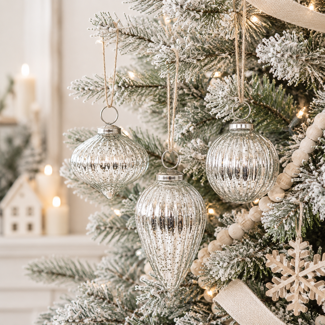 3" Glass Ornament Set - Silver | (Set of 3)