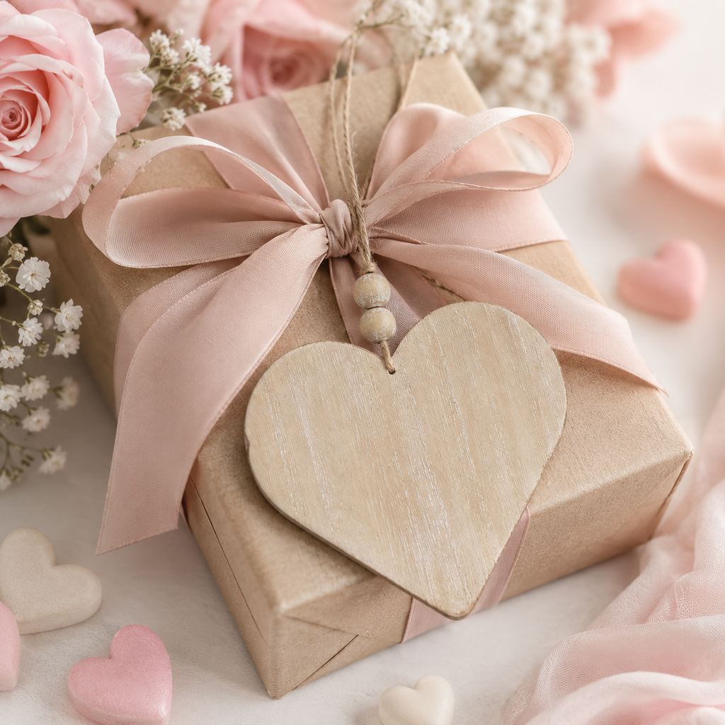 5" Reversible Wood Ornament - Love/Heart | Natural and White