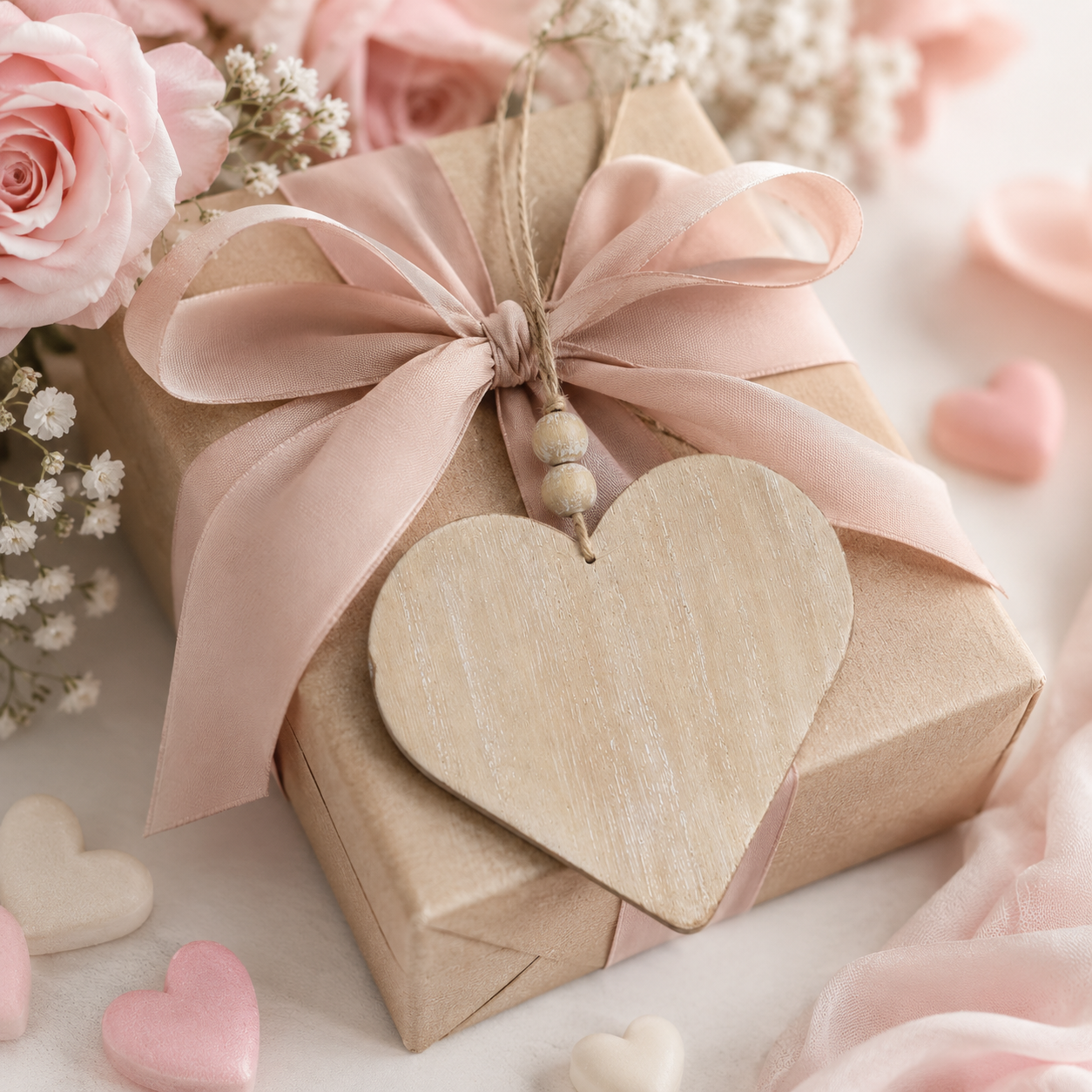 5" Reversible Wood Ornament - Love/Heart | Natural and White
