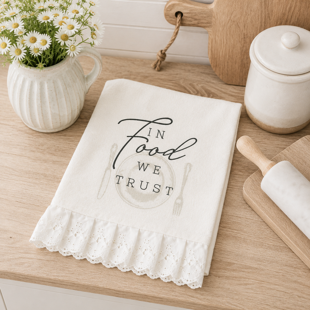 17" x 24" Dish Towel - In Food We Trust | Multicolor