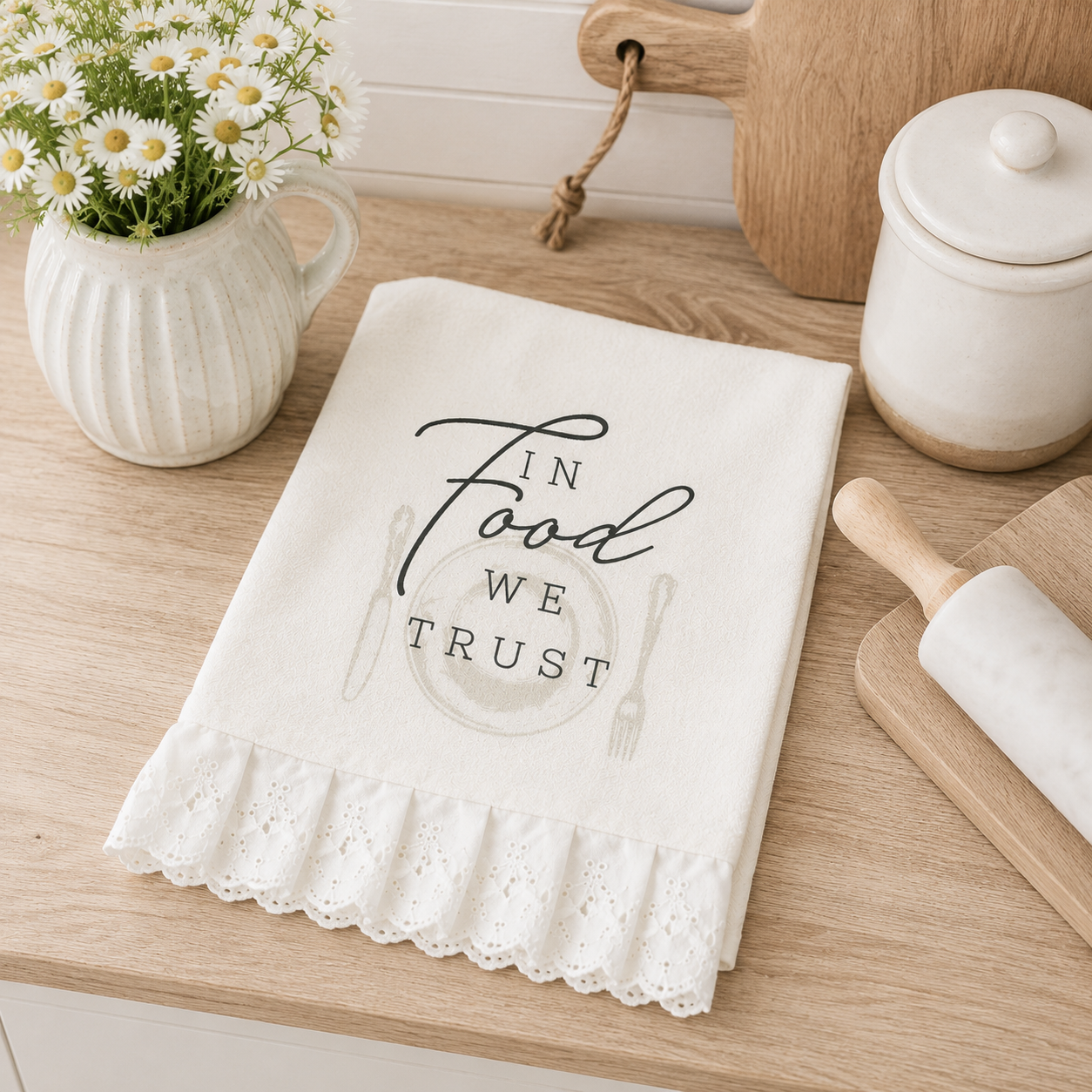 17" x 24" Dish Towel - In Food We Trust | Multicolor