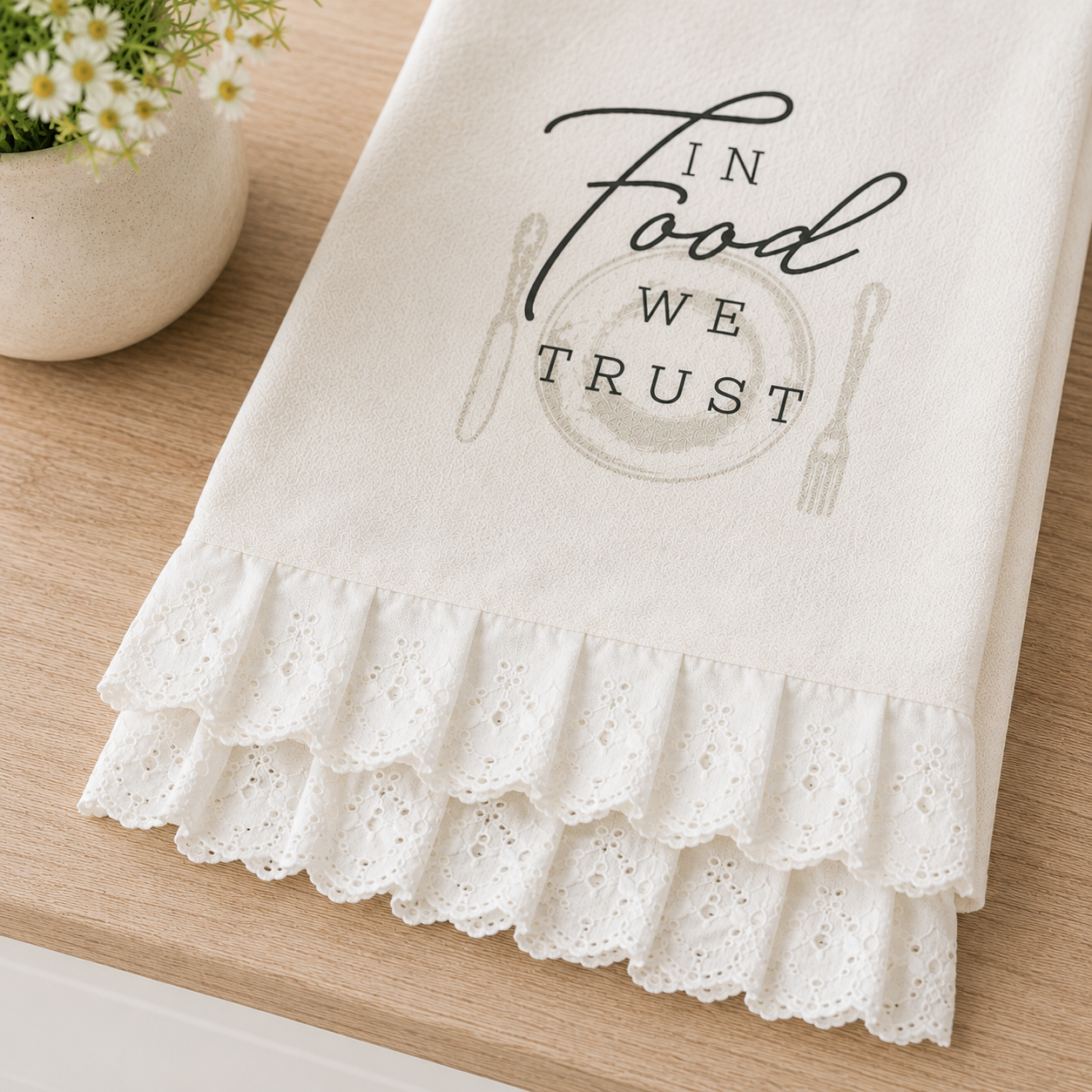 17" x 24" Dish Towel - In Food We Trust | Multicolor
