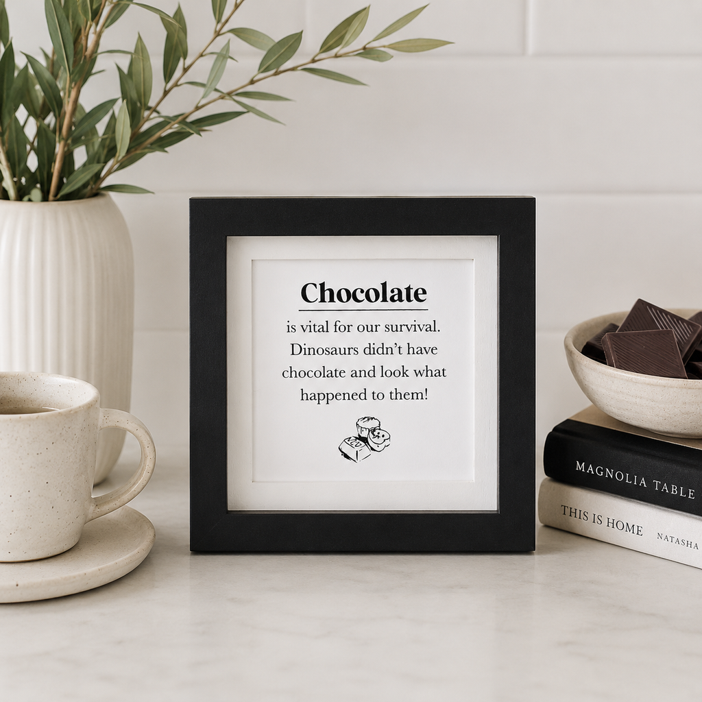 8" Reversible Wood Frame Sign - Raisins/Dinosaurs |  White and Black