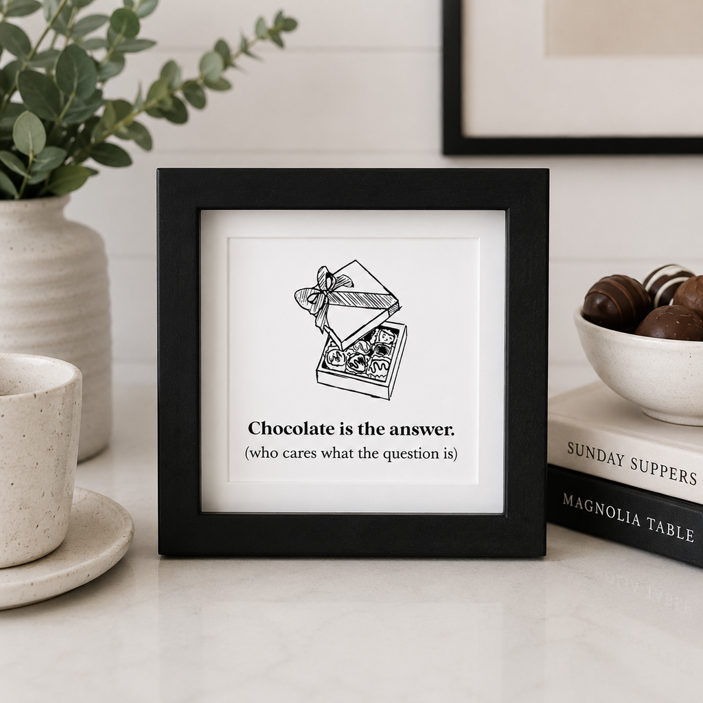 8" Reversible Wood Frame Sign - Chocolate/Wine | White and Black