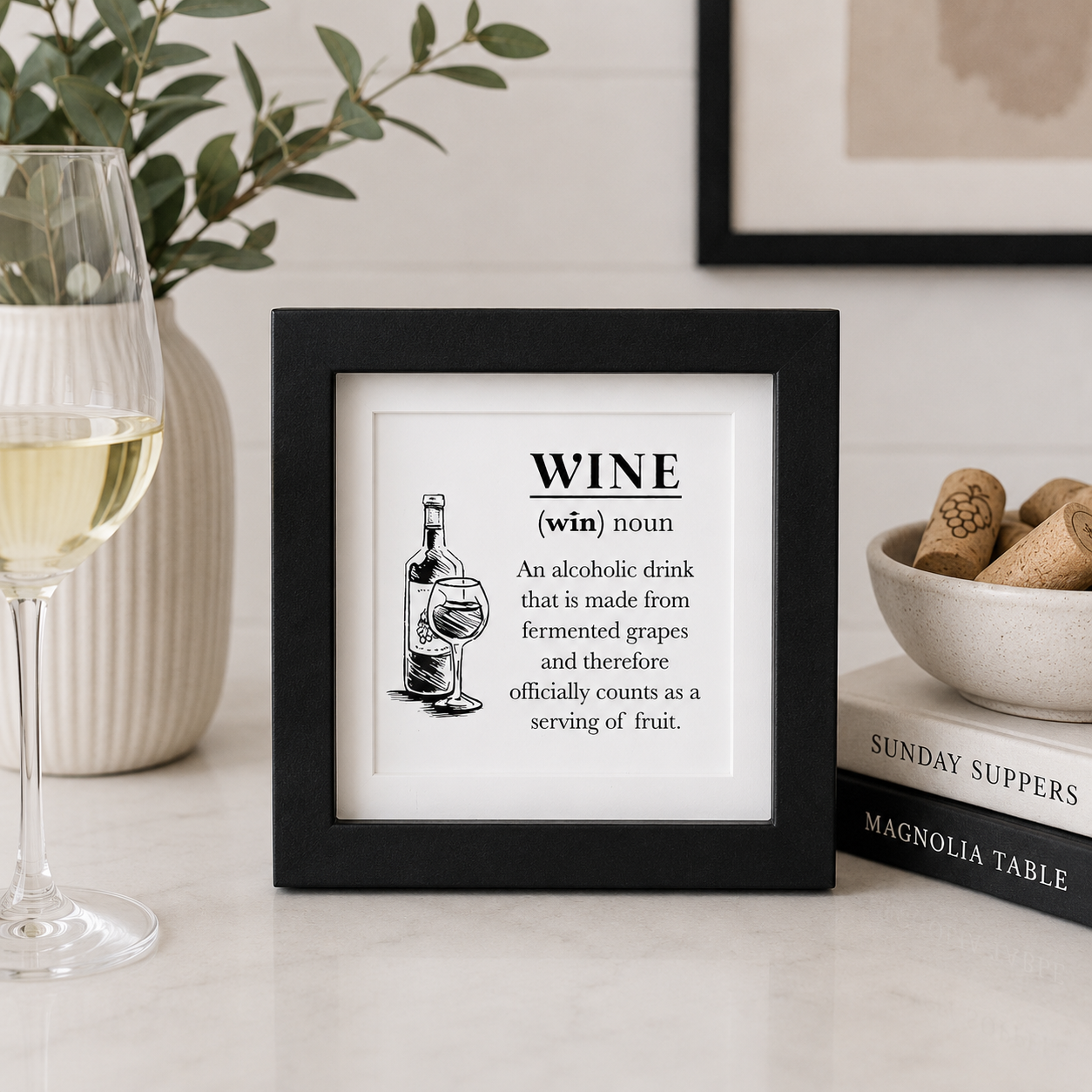 8" Reversible Wood Frame Sign - Chocolate/Wine | White and Black