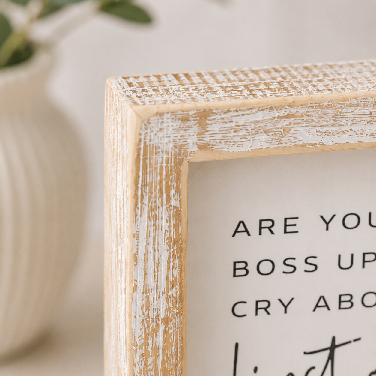 5" Wood Frame Sign - Boss Up | White and Black