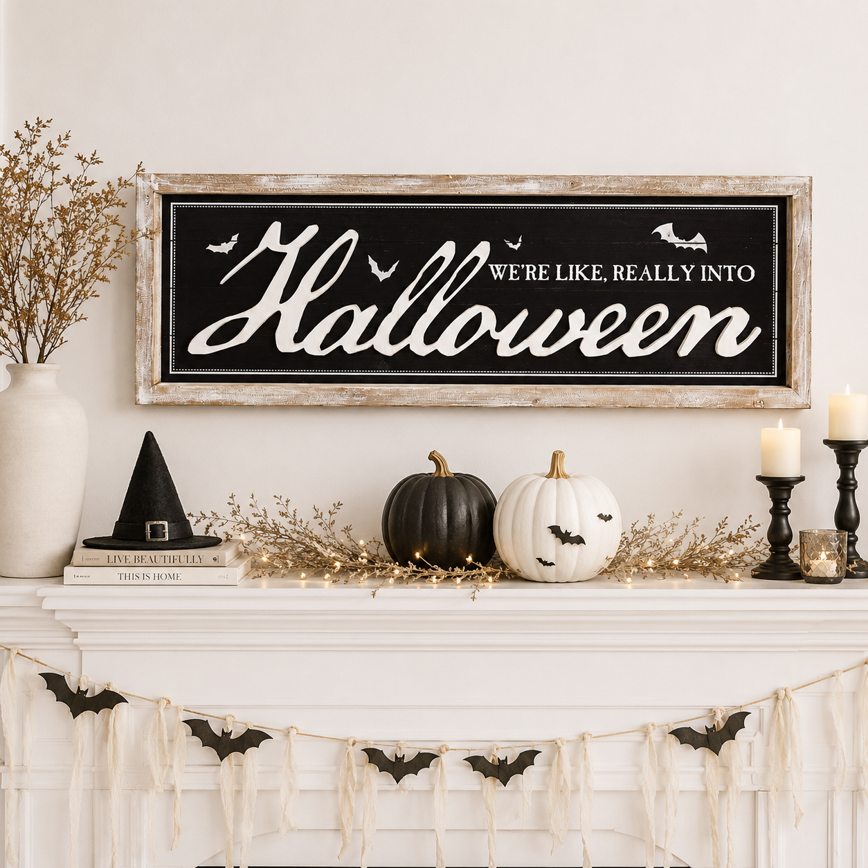 47” x 16” Reversible Wood Frame Sign - Really Into Christmas and Halloween | Multicolor