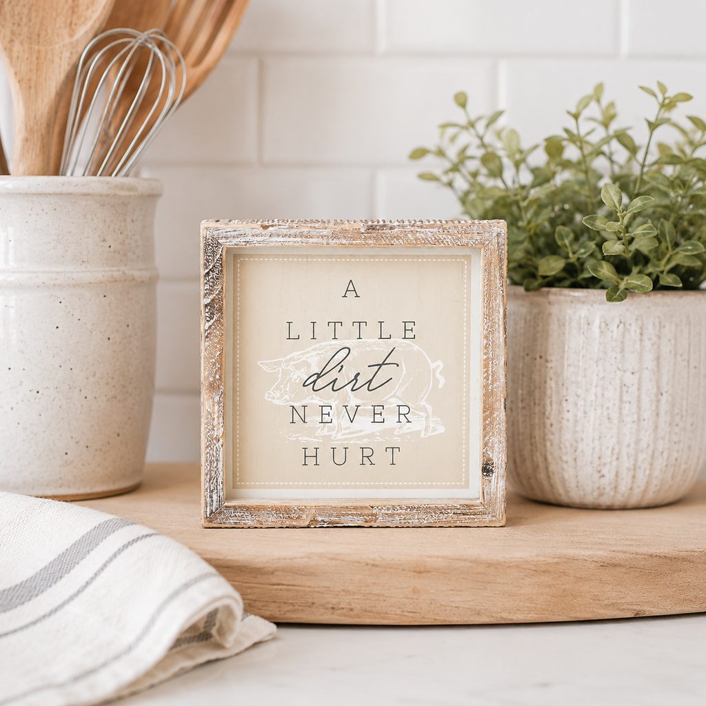 7" Reversible Wood Frame Sign - Dirt/Wash | Multicolor